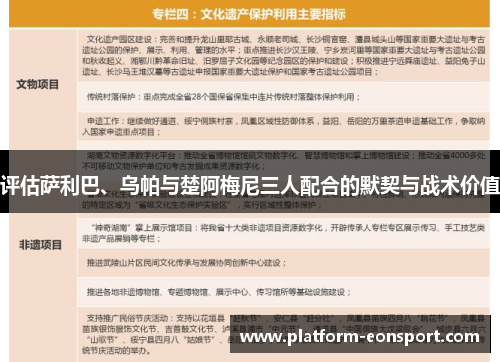 评估萨利巴、乌帕与楚阿梅尼三人配合的默契与战术价值